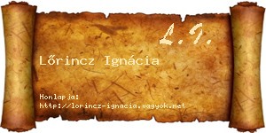 Lőrincz Ignácia névjegykártya